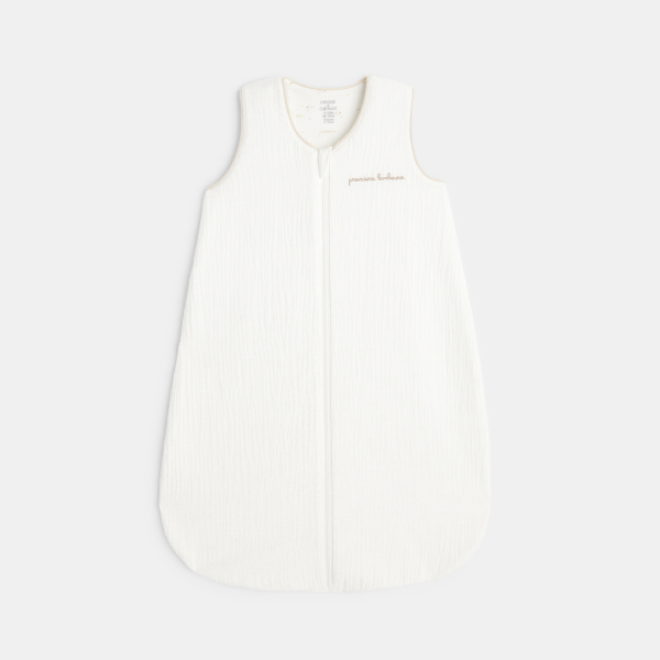 كيس نوم خفيف من الشاش القطني، باللون الأبيض لحديثي الولادة